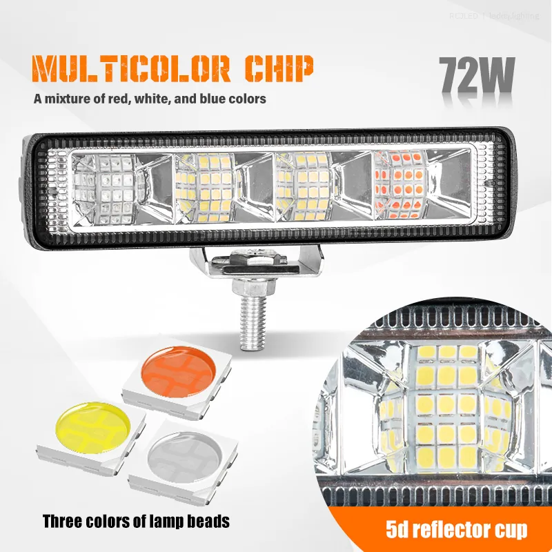 RCJLED 72W Multi-Color LED Work Light Bar