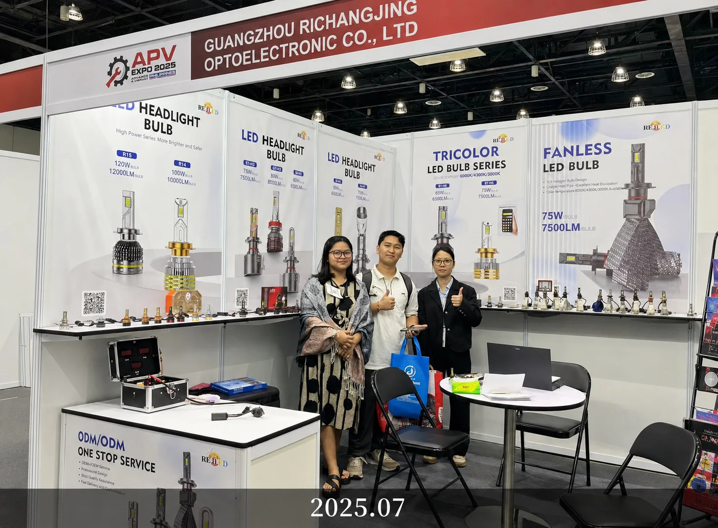 RCJLED automotive headlight display at APV Expo 2025