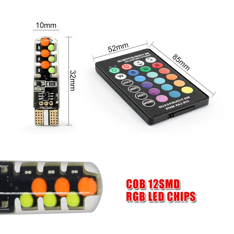 RCJLED T10 RGB COB LED Bulb & Remote