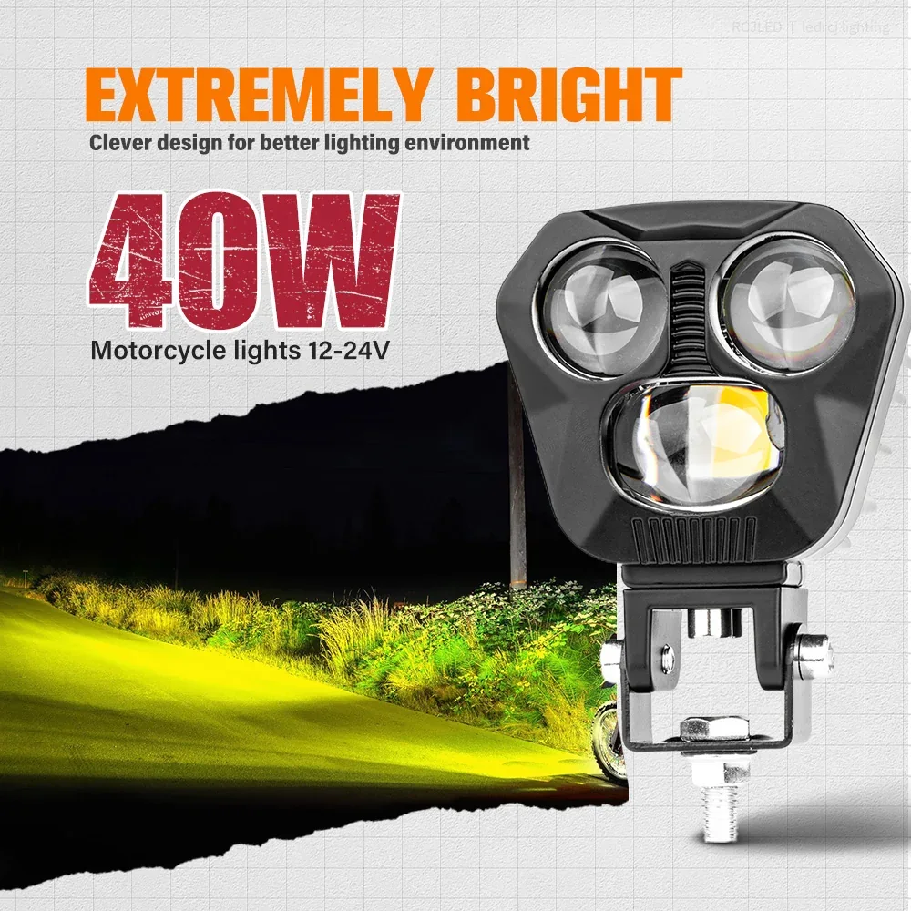 RCJLED Dual-Color Motorcycle Fog Light