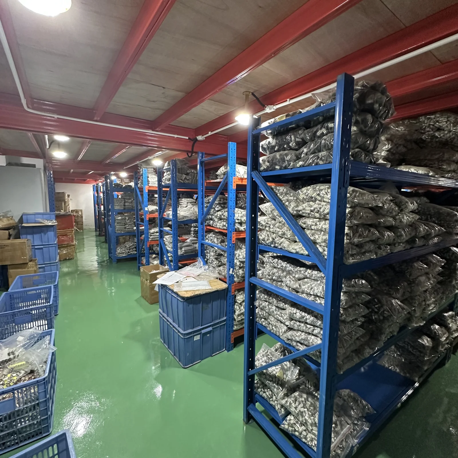 RCJLED warehouse shelves storing lighting components